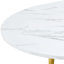 Doté d'un mécanisme rétractable astucieux, le plateau de table en panneau de fibres à densité moyenne à motif blanc et les pieds en métal doré ont une surface lisse et délicate. Le look unique crée la silhouette élégante d'une maison moderne.