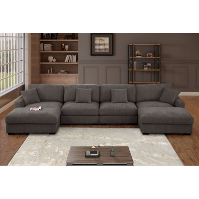Canapé modulaire en forme de U avec deux grands repose-pieds Chenille