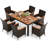 Pecos 6 - Person Acacia Patio Dining Set with Rectangular Table , Cushions Included-1074382704