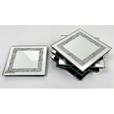 Glass Square 6 Piece Coaster Set