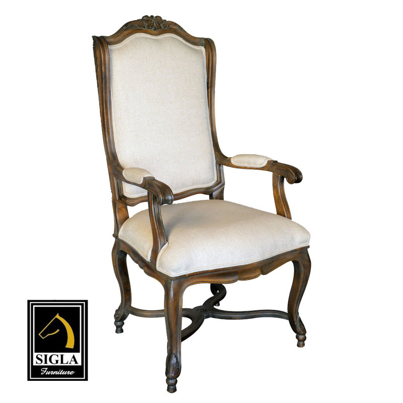 Koreon Upholstered Armchair, Brown Wood, Inovy Polyester Blend, No