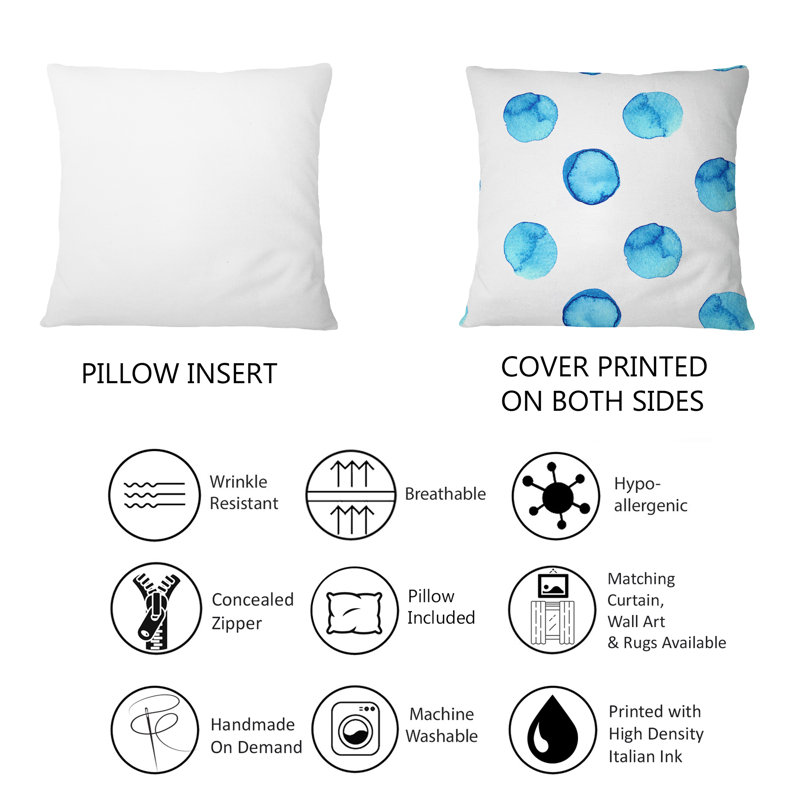 Coussin décoratif moderne à pois bleu clair et à imprimé moderne