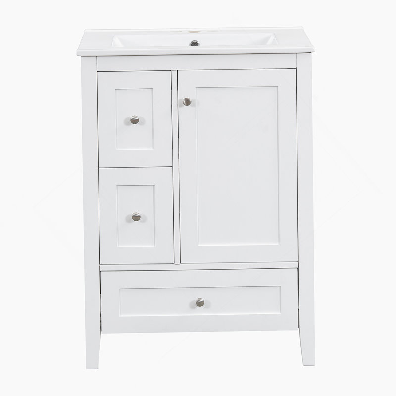 Meuble-lavabo de salle de bain avec rangement spacieux, tablette réglable, fabrication durable, cloisons amovibles et conception moderne pour une organisation optimale