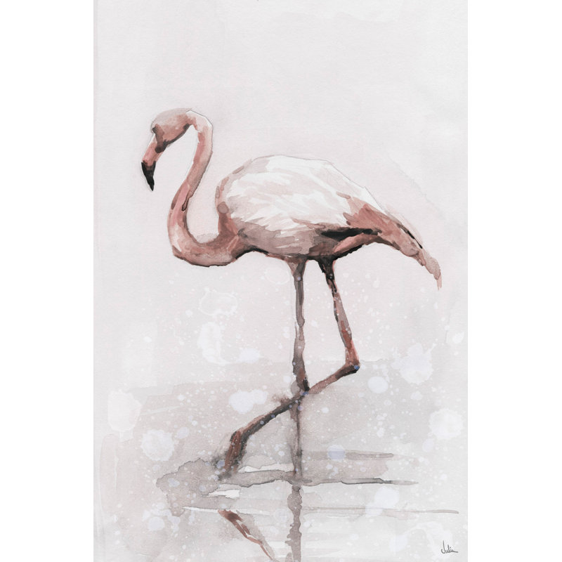 «Flamingo Splash», reproduction sur toile, Toile tendue, H 18 po x l 12 po x P 1,5 po