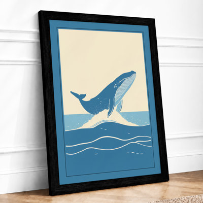 Breaching Whale Coastal - Framed Print
