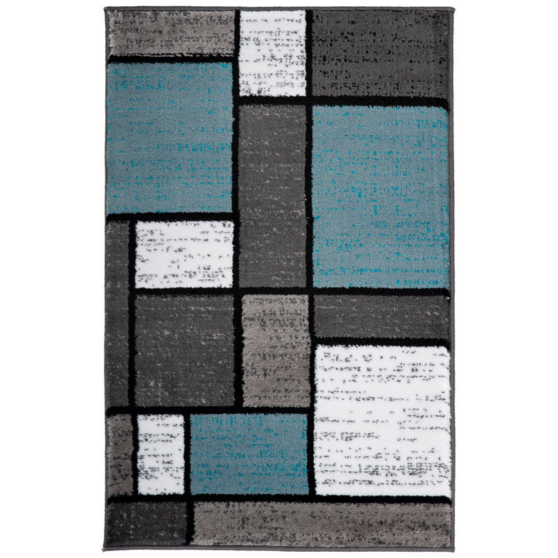 Carius Performance Floral Gray/Blue/Black/White Area Rug – Modern Floral Design, Living Room, Bedroom, Dining Room, Durable & Easy to Clean Carpet