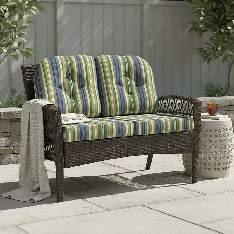 Coussin de remplacement pour causeuse d'extérieur Sunbrella, Calista Delft rayé