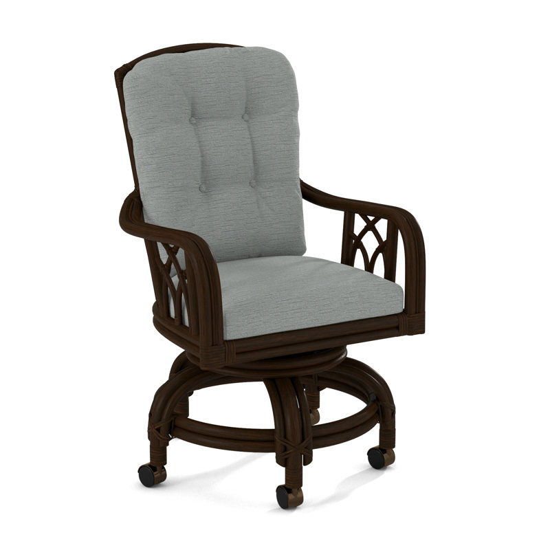 Edgewater Castered Arm Chair, White Performance Fabric; 0851-94, Coffee