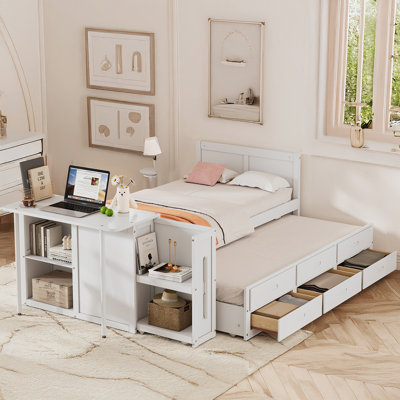Multifunctional Daybed 3-drawer Platform Bed With Desk And Trundle