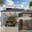 12'×23' Outdoor Storage Shed With Heavy Duty Metal Weather-Resistant Carport