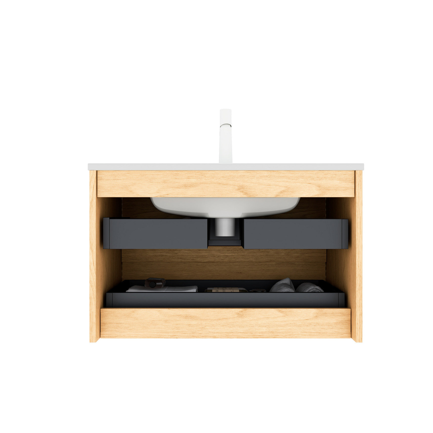 Latitude Run® Armoire de salle de bain avec lavabo en céramique blanche ...