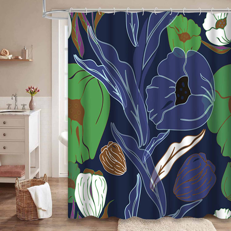 Rideau de douche abstrait avec 12 crochets, L 72 po x l 84 po