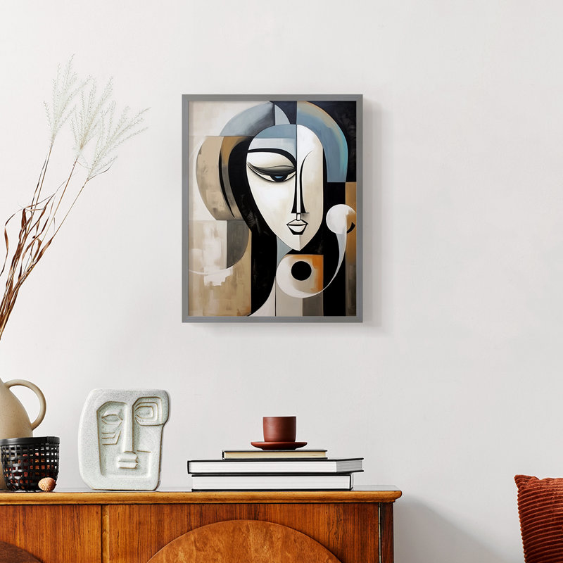 WOMEN Series - impression encadrée de qualité supérieure - prête à être accrochée - aucun clou requis, Gris, H 11 po x l 9 po