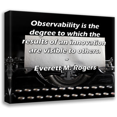 Toile tendue d'ArtsyQuotes par Everett M. Rogers: «L'observabilité est la mesure dans laquelle les résultats d'une innovation sont visibles pour les autres.