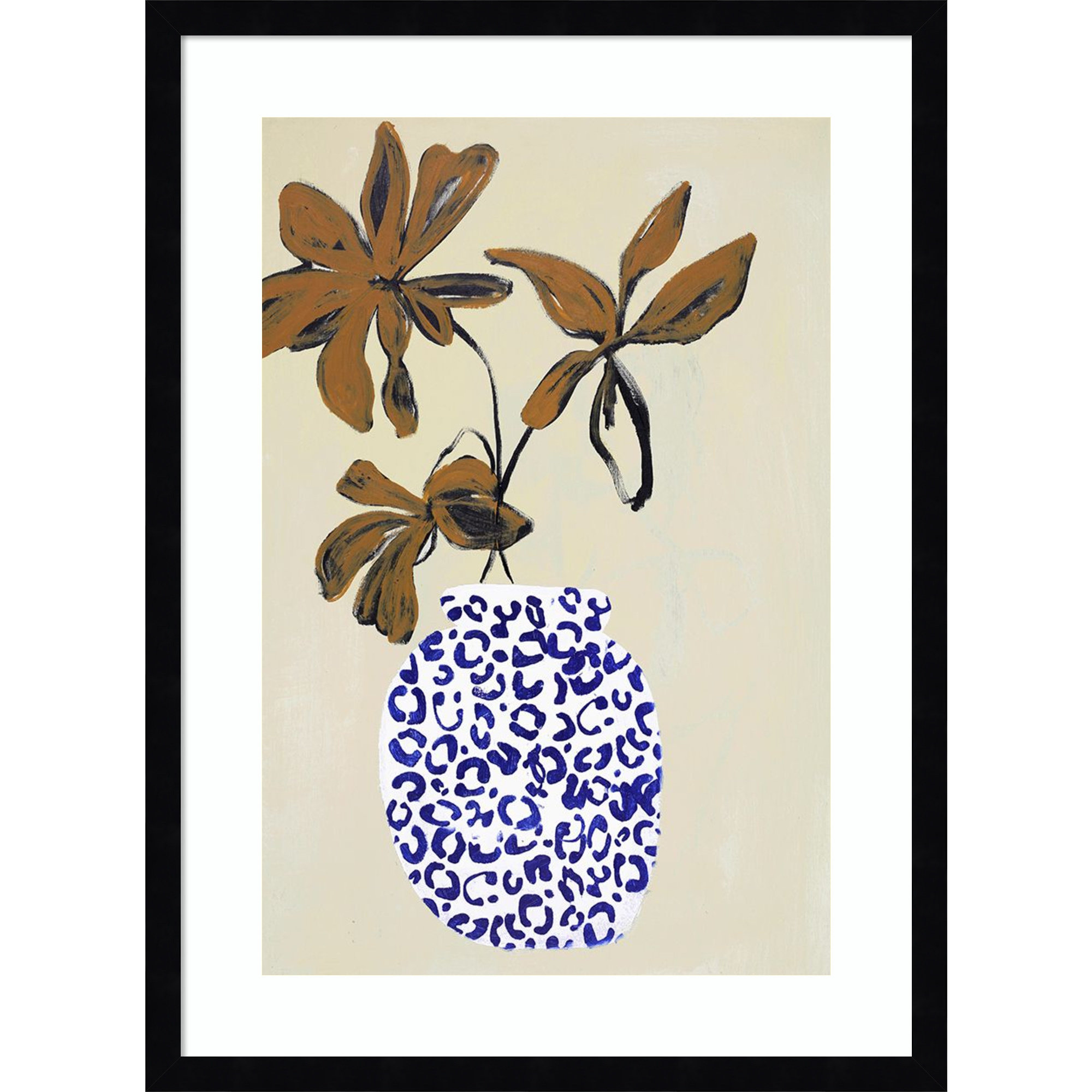 Midford Blue and Brown Floral Ambience Framed on Paper by Design Fabrikken Photograph, Black, 25" H x 19" W x 1" D