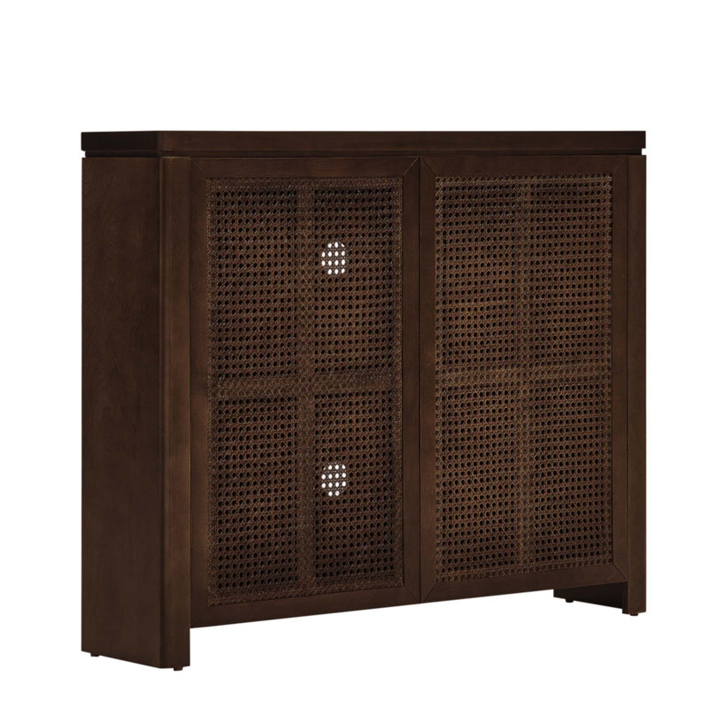 Buffet 39,4 "Mid Century Modern Rattan Buffet, Noyer