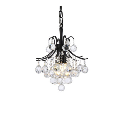 Luminaire suspendu géométrique unique à 3 lumières avec détails en cristal Stoller