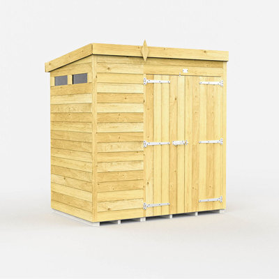 7ft x 4ft Pent Security Shed - Double Door