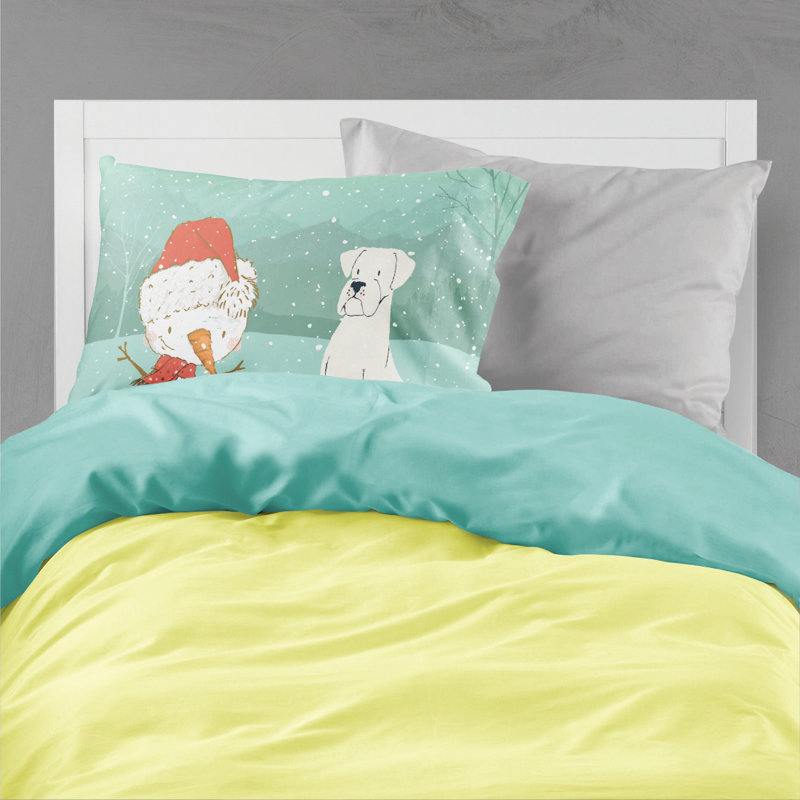 Taie d’oreiller de noël bonhomme de neige, Boxer blanc