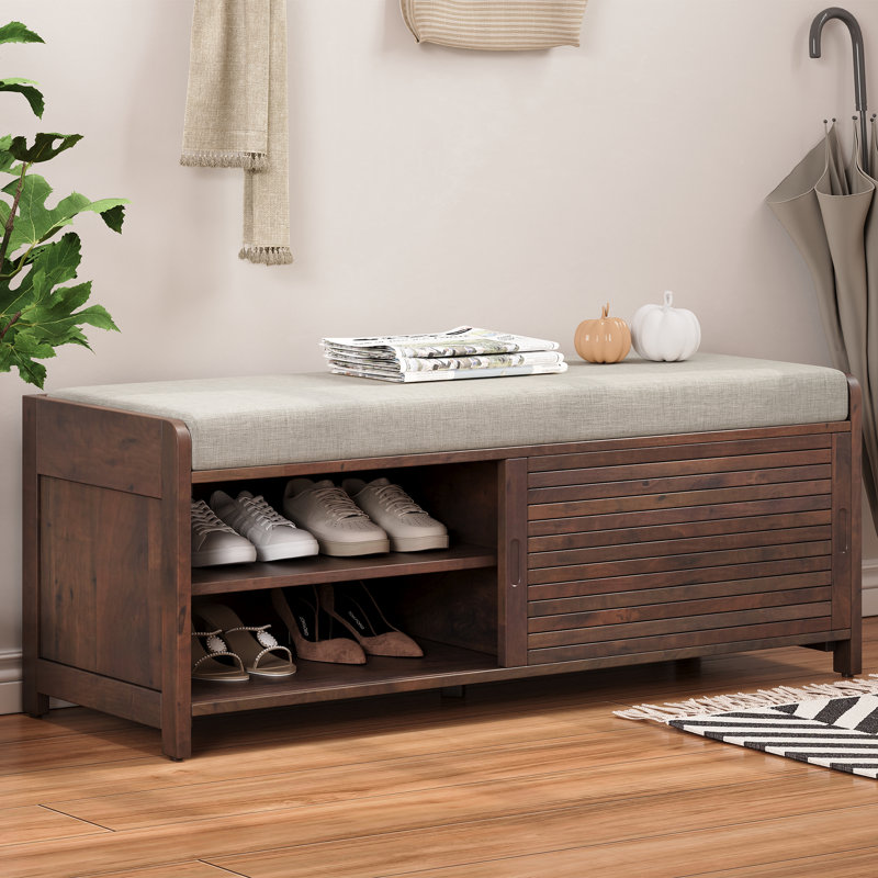 Banc de rangement 43 po patiné avec rangement, Espresso