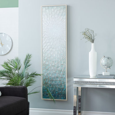 Canvas Radial Starburst Gray Framed Wall Art with Brown Frame