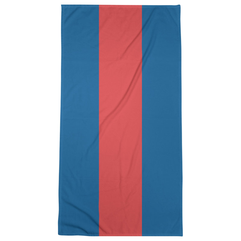 Bath Towel, Dodger Blue/Red/Dodger Blue, Microfiber