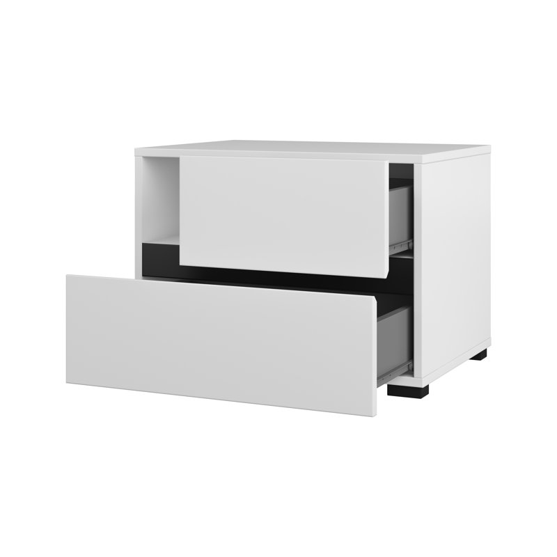 Ridhwaan 55cm W Laminate Bedside Table, White