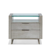 Mirage 2 - Drawer Solid Wood Nightstand in Silver Fox/Clear