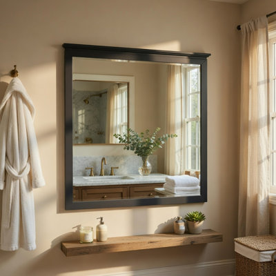Miroir de commode Sely, structure au fini bleu marine, 38 x 38