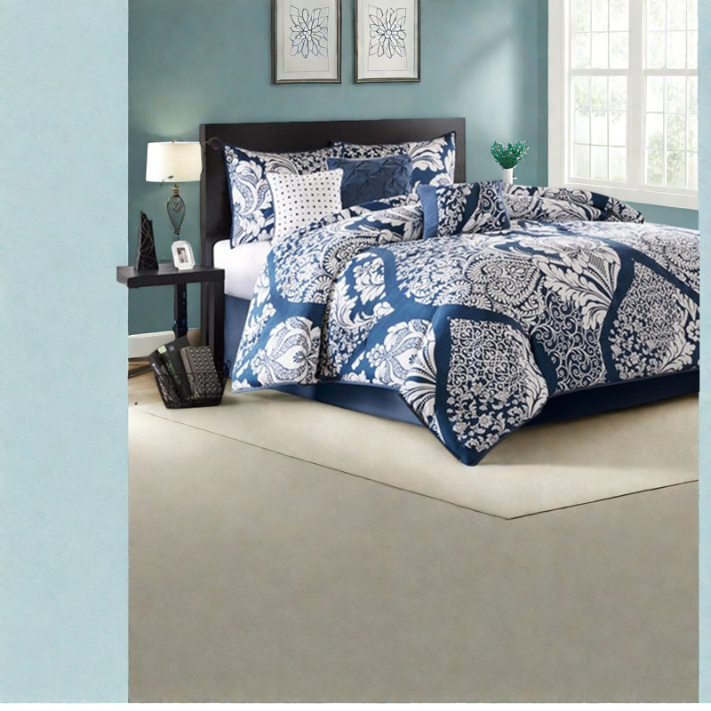 Premium Bedding Sets, Cal King Cotton Sateen Damask For Modern Home
