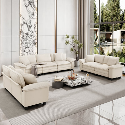 Ensemble de canapé modulaire rembourré 3 pièces, ensemble de canapé surdimensionné avec canapé et causeuse