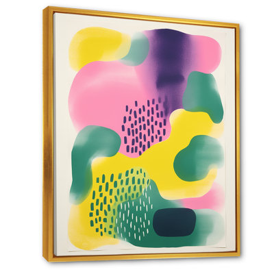 Collages abstraits jaunes et verts - Reproduction d'art abstrait mural