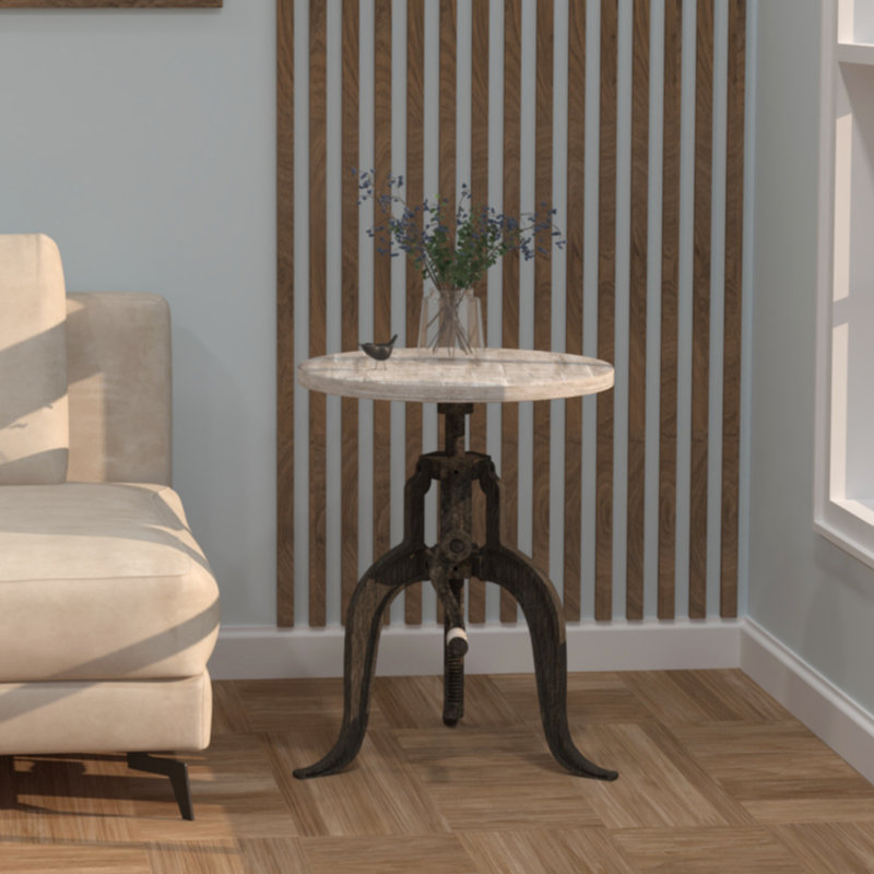 Table de bout Neche, Bois flottant naturel, Fer vieilli