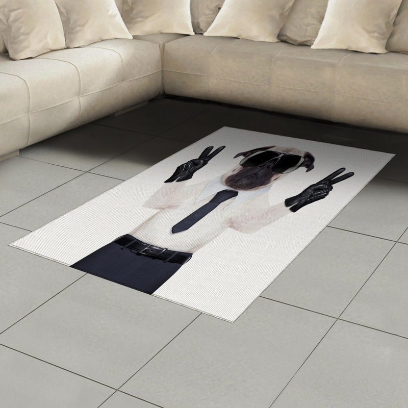 Pug High Density Long Fiber Poly Threads Decorative Area Rug Carpet, Rectangle 4' x 5'8"