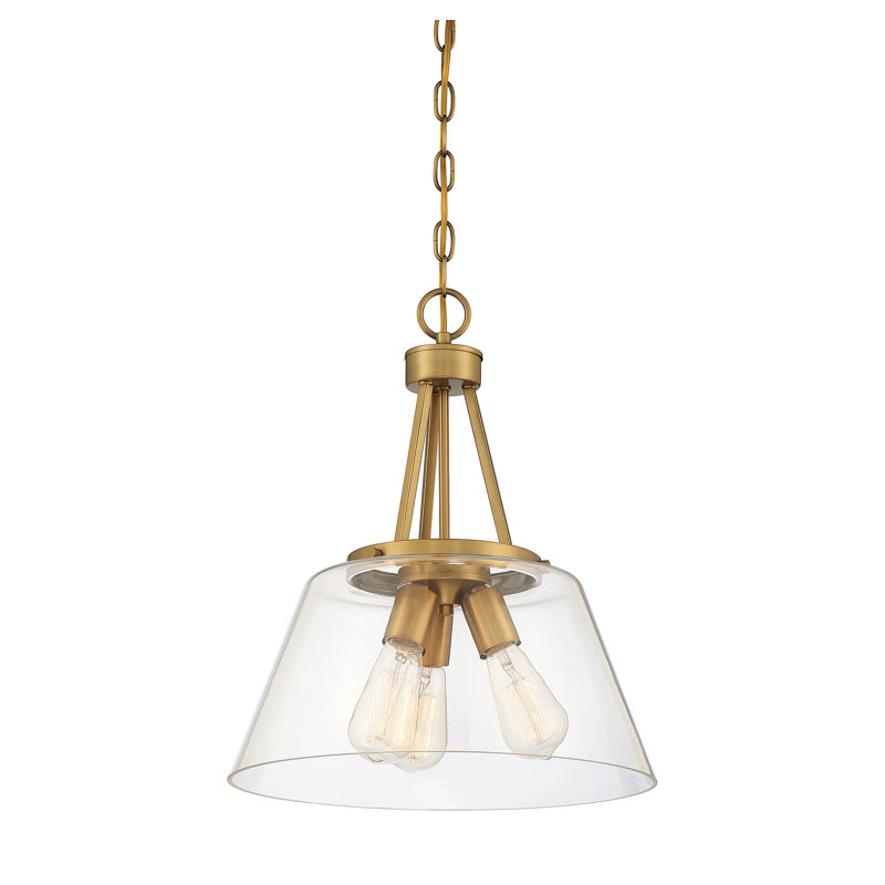 Luminaire suspendu conique unique à 3 lumières Macklin, Laiton chaleureux