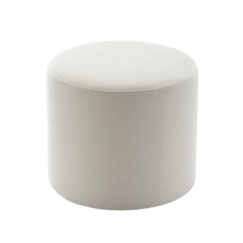 Upholstered Pouf, Cream Boucle