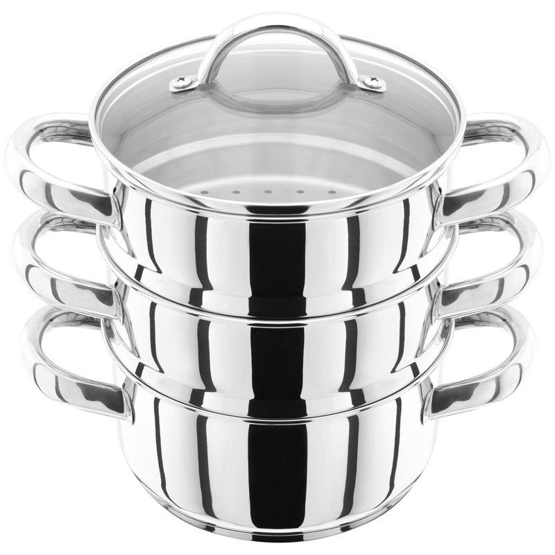 Judge Stainless Steel 3 Tier Steamer Set, 26cm H x 16cm W x 18cm D
