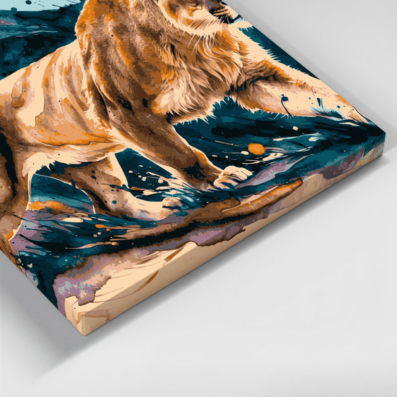 «Big Cats Mountain Mountain», art mural sur toile brune, H 20 po x l 24 po
