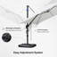 Parasol carré en porte-à-faux pivotant de 10 po avec base et rotation à 360 degrés Rocshelle-248276125-225910566
