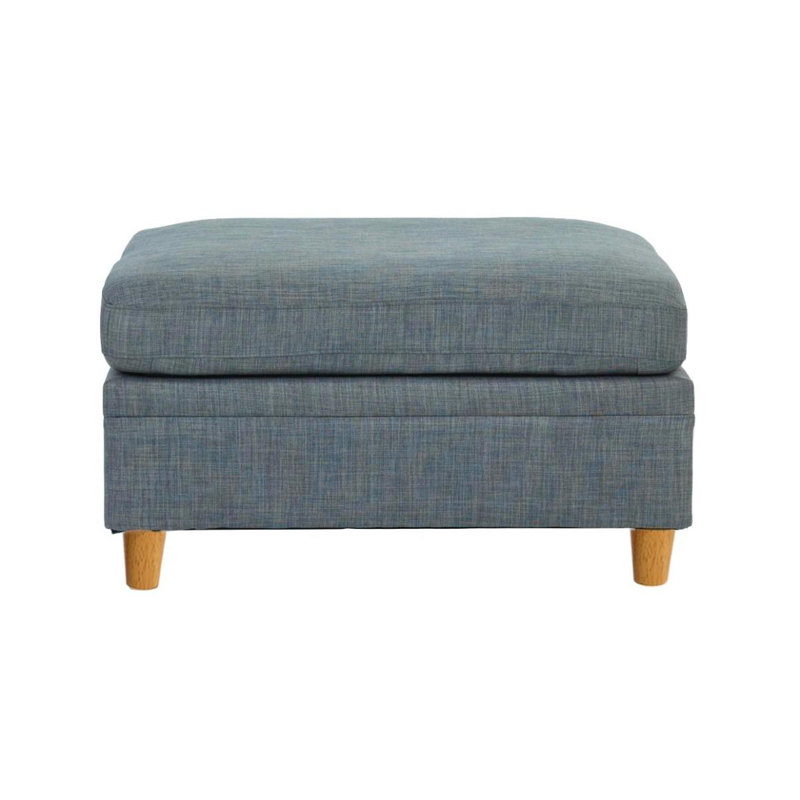 Living Room Furniture Ottoman Steel Color Dorris Culbreth 1Pc Cushion Ottomans Wooden Legs Deco, Gray Mix