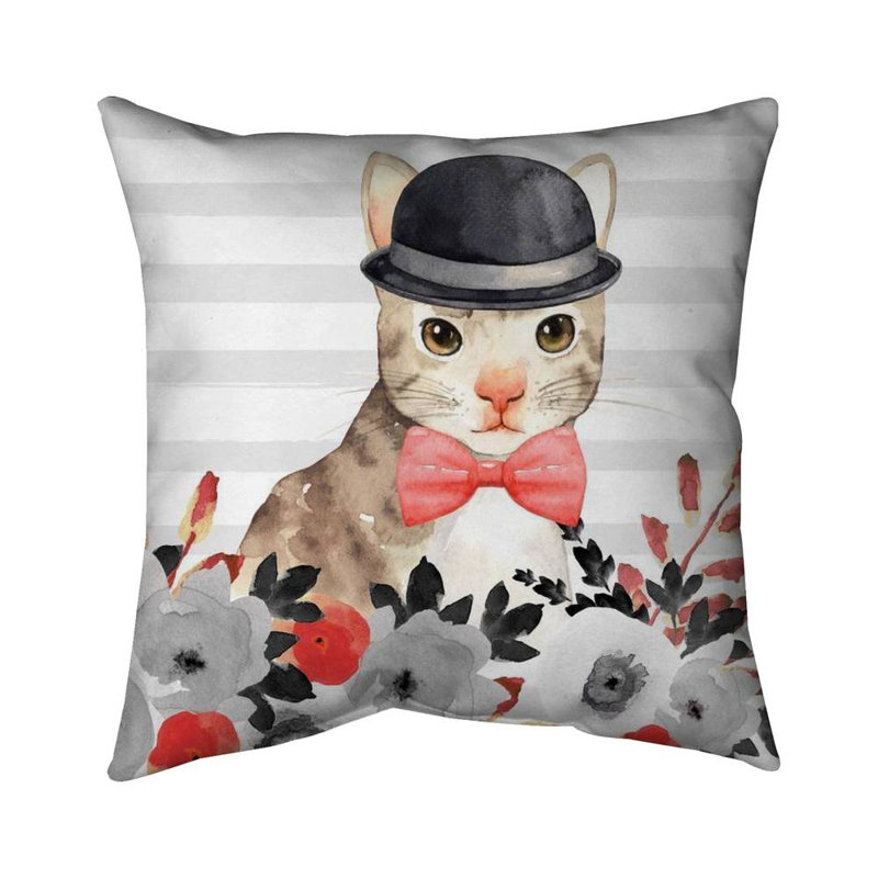 Cat detective - 26"x26" Throw pillow cover - Poly twill - Print on demand, 26" H x 26" W, No Fill
