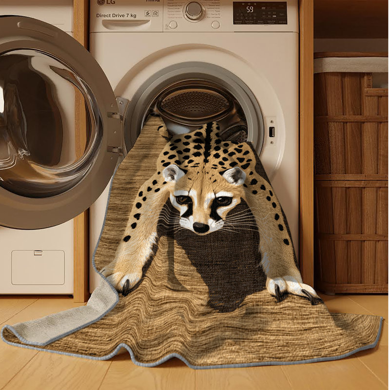 Washable Genet Wildlife Area Rug, Square 4'