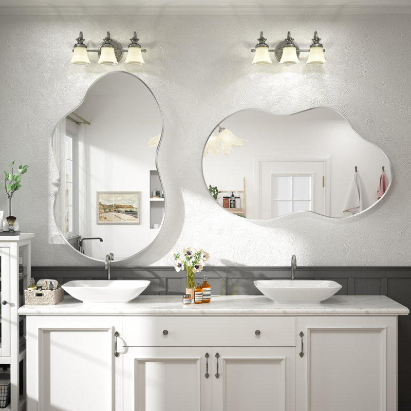 Miroir mural Amara, 40 po x 24 po, Argent brossé