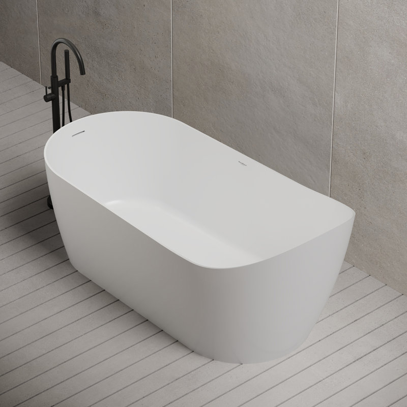 MonBlari 67" X 31" Acrylic Free standing Soaking Bathtub with Overflow and Pop-up Drain For Bathroom, Glossy White