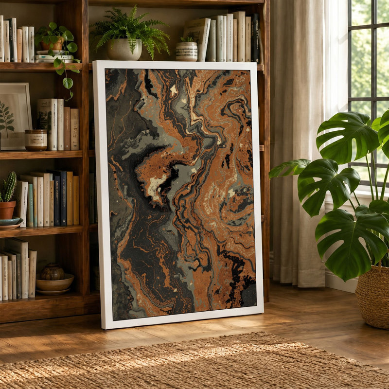 Desert Waterway Landscape - Wrapped Canvas, 18x12 - 45.7 x 30.5 cm, Ochre Border