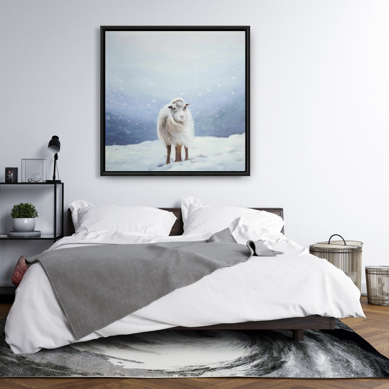 «Long Hair Sheep - Mountain Bed», art encadré sur toile, H 37,25 po x l 37,25 po