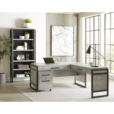 Triche L-Shaped Desk with Built-in Outlets
