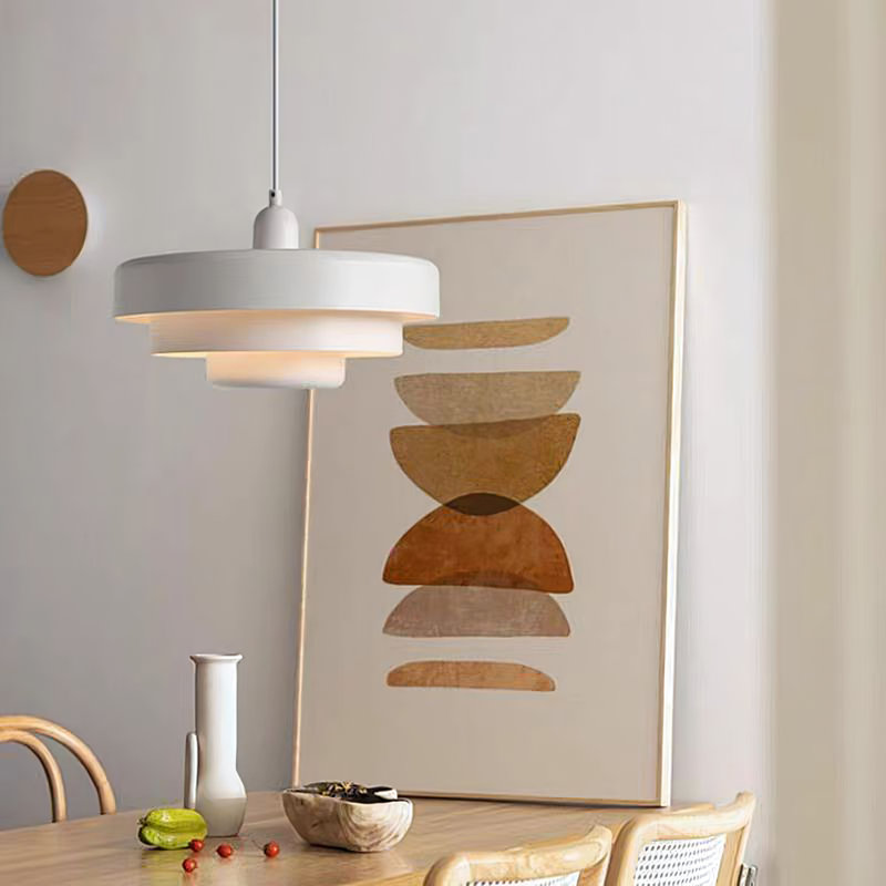 Luminaire suspendu de style Mid-Century à 3 niveaux avec abat-jour encastré en métal 3 lumières pour table de salle à manger