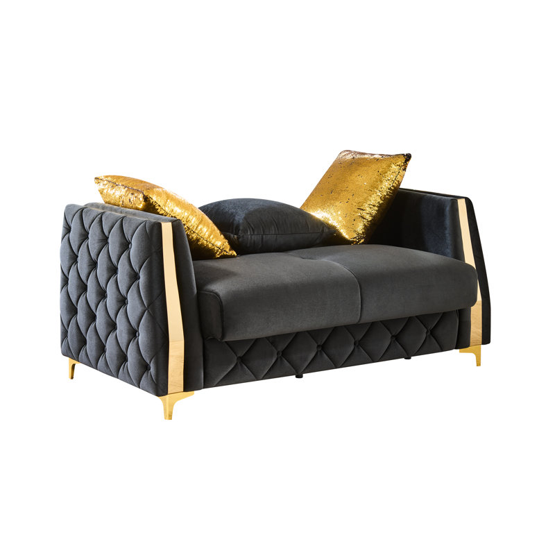 Keivin 72'' Upholstered Sleeper Loveseat, Black