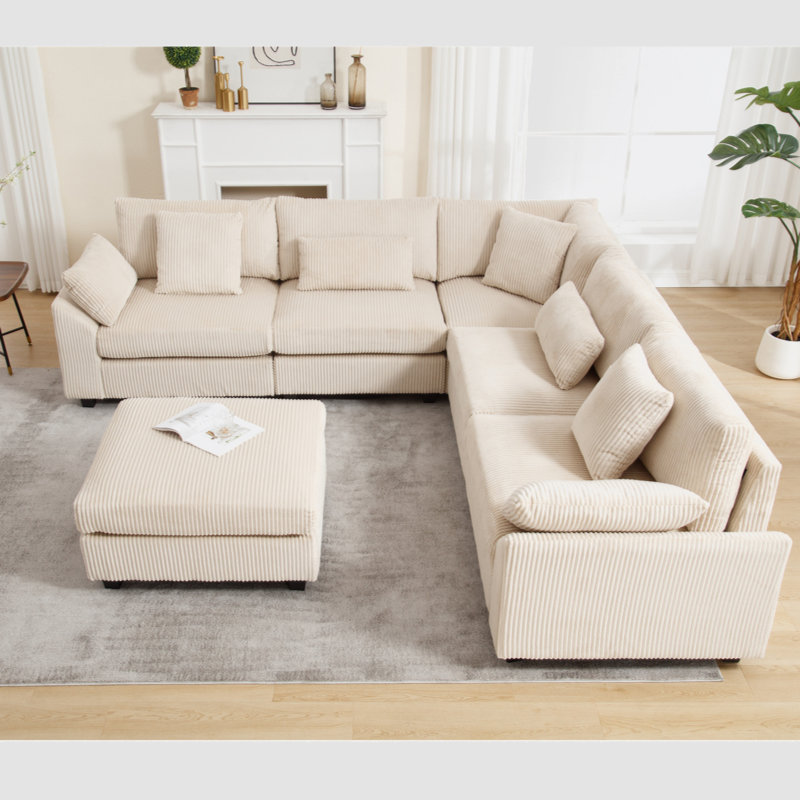 Canapé modulaire Nicolia, Tissu beige Nicolia